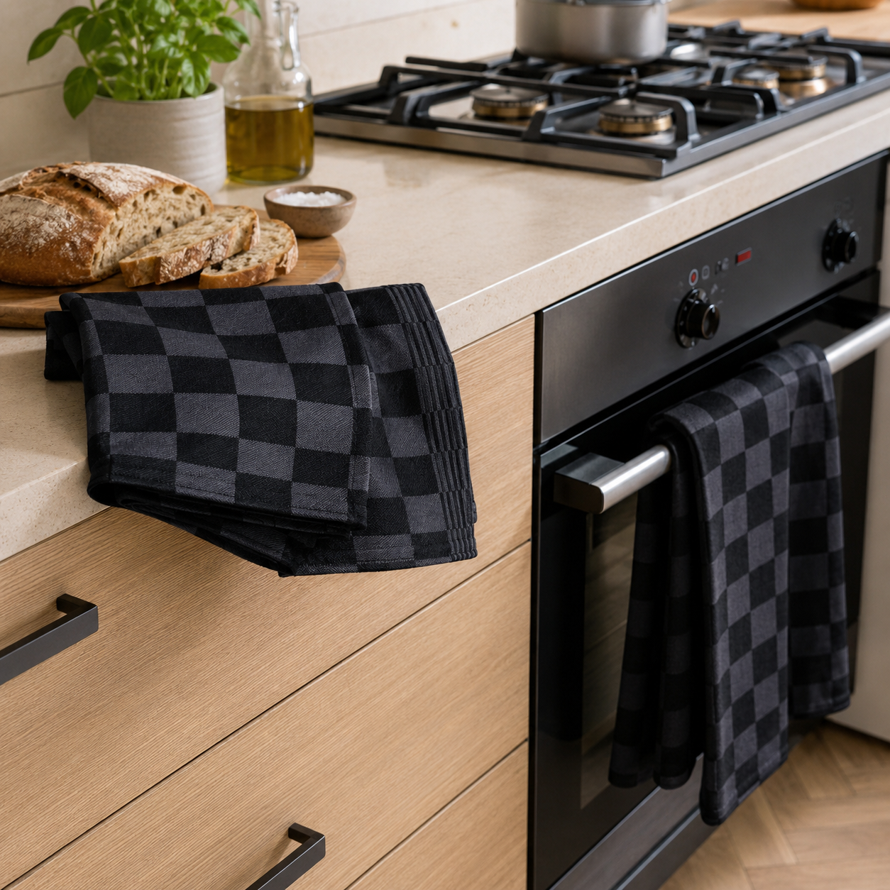 DDDDD Barbeque Anthracite Tea Towels – Set of 6, 65 × 65 cm
