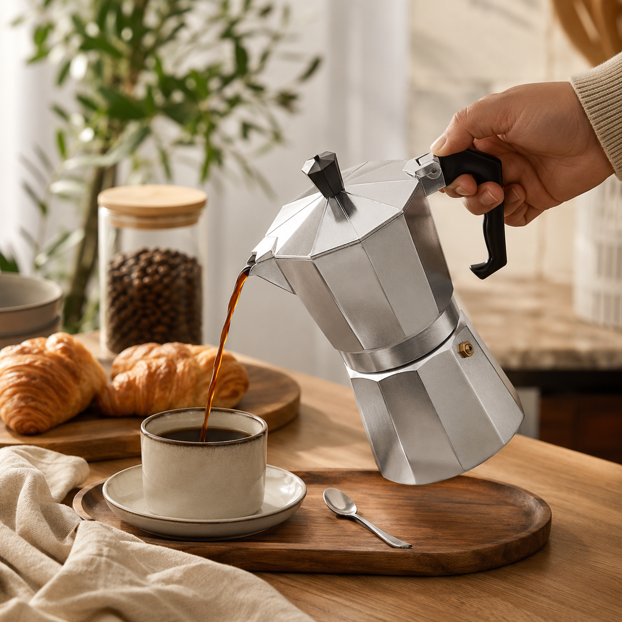 Cast Aluminum Stovetop Espresso Maker – 6 Cups product view 2