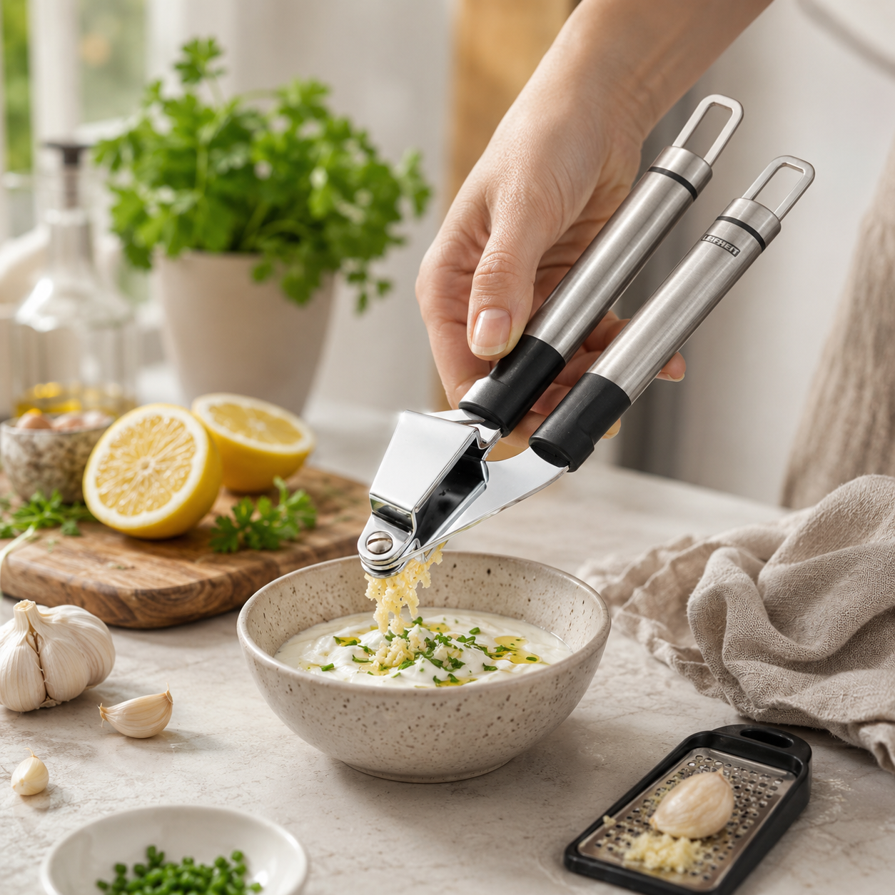 Leifheit ProLine Stainless Steel Garlic Press – 25 cm product view 3