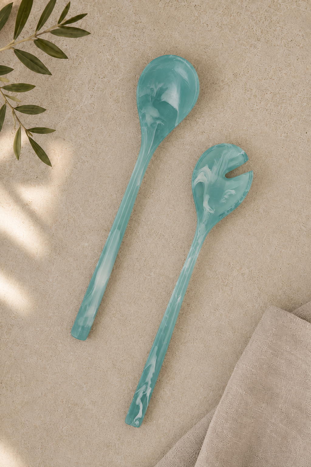 Aulica Green Resin Salad Server Set