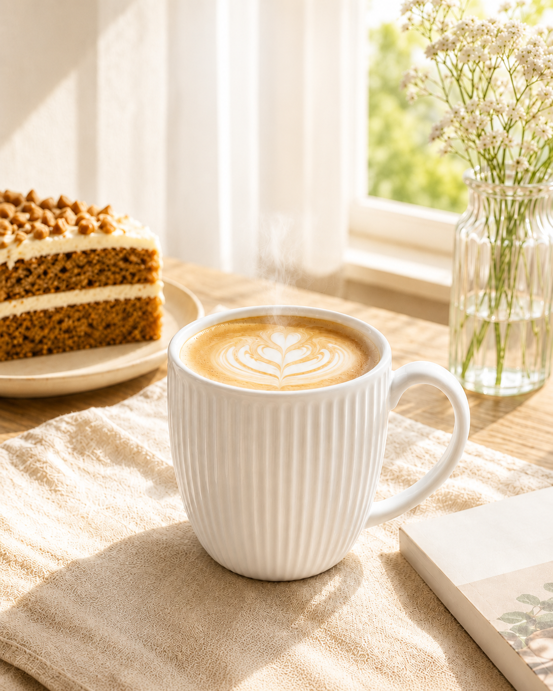 Weißes geripptes Kaffeebecher-Set 6-teilig