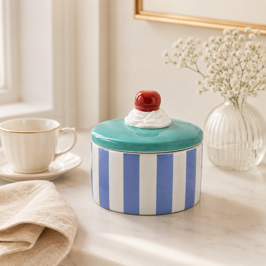 Storage Jar Tartlet Cherry Blue/ Purple 9 x 9 X 7.5 cm