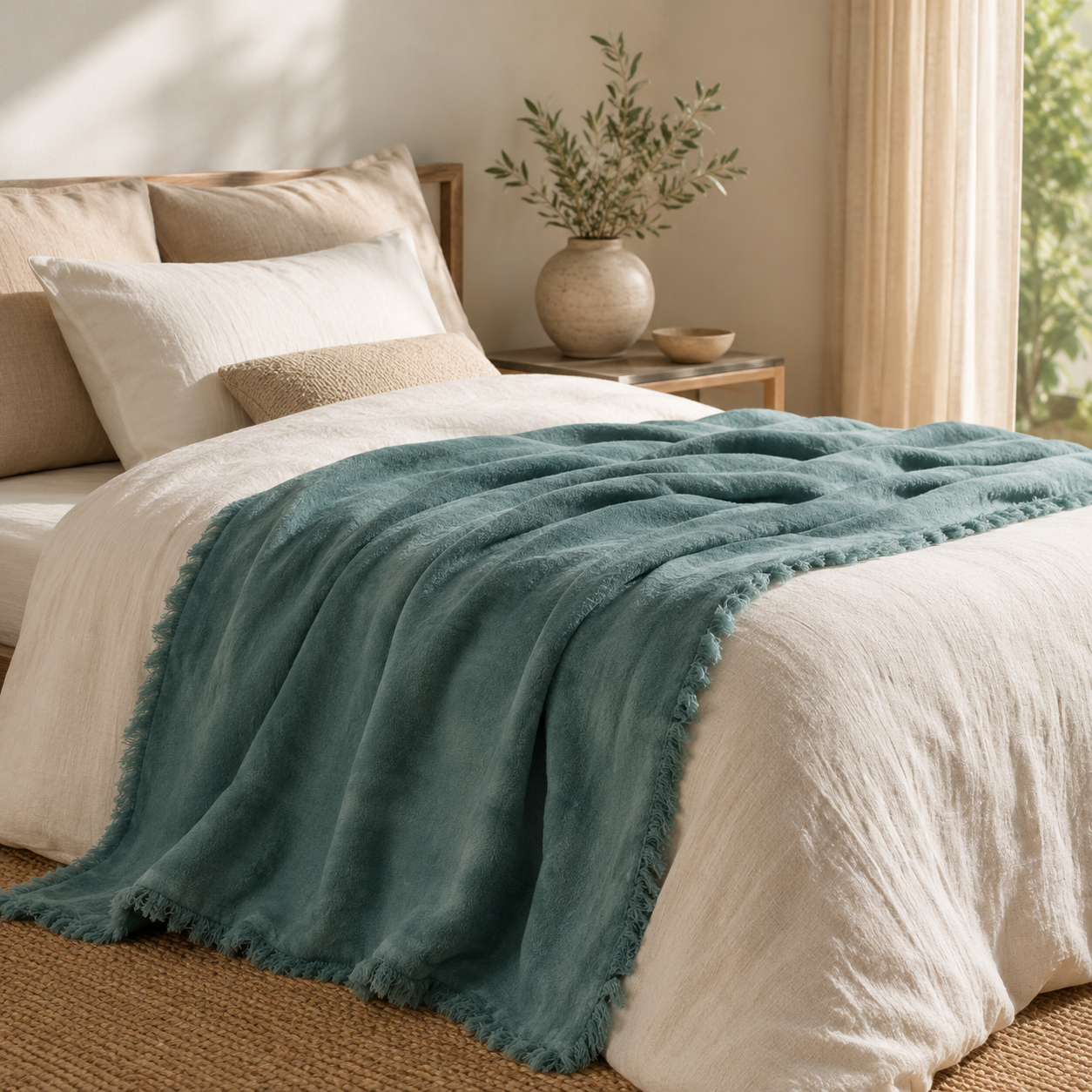 Vivaraise Fara Corinthe Plain Blanket 135 × 200 front view