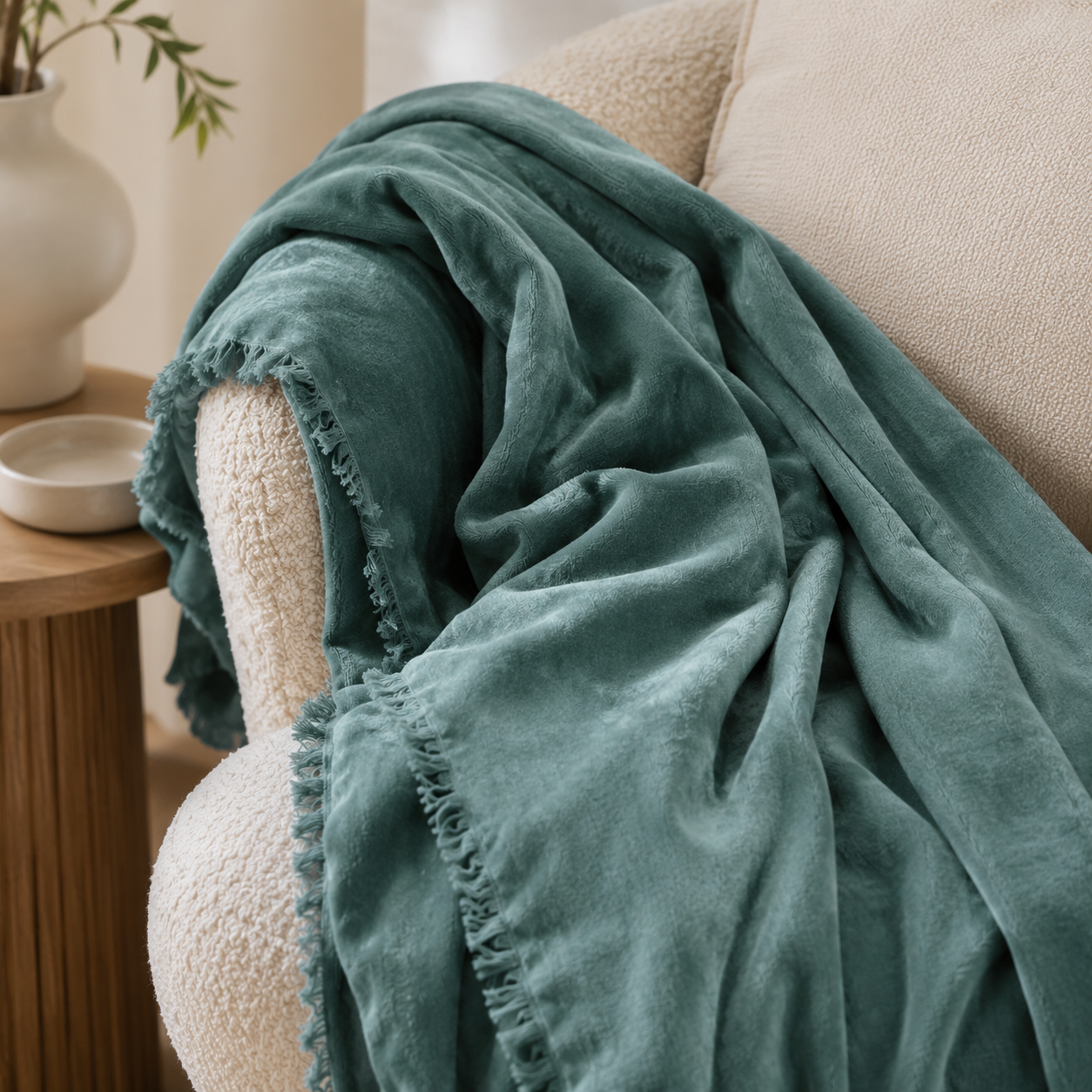 Vivaraise Fara Corinthe Plain Blanket 135 × 200 detail view