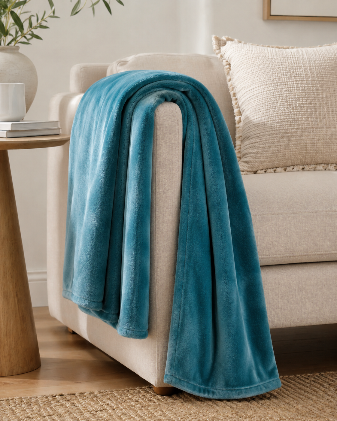 Vivaraise Tender Quartz Throw Blanket 150 × 200 angled view
