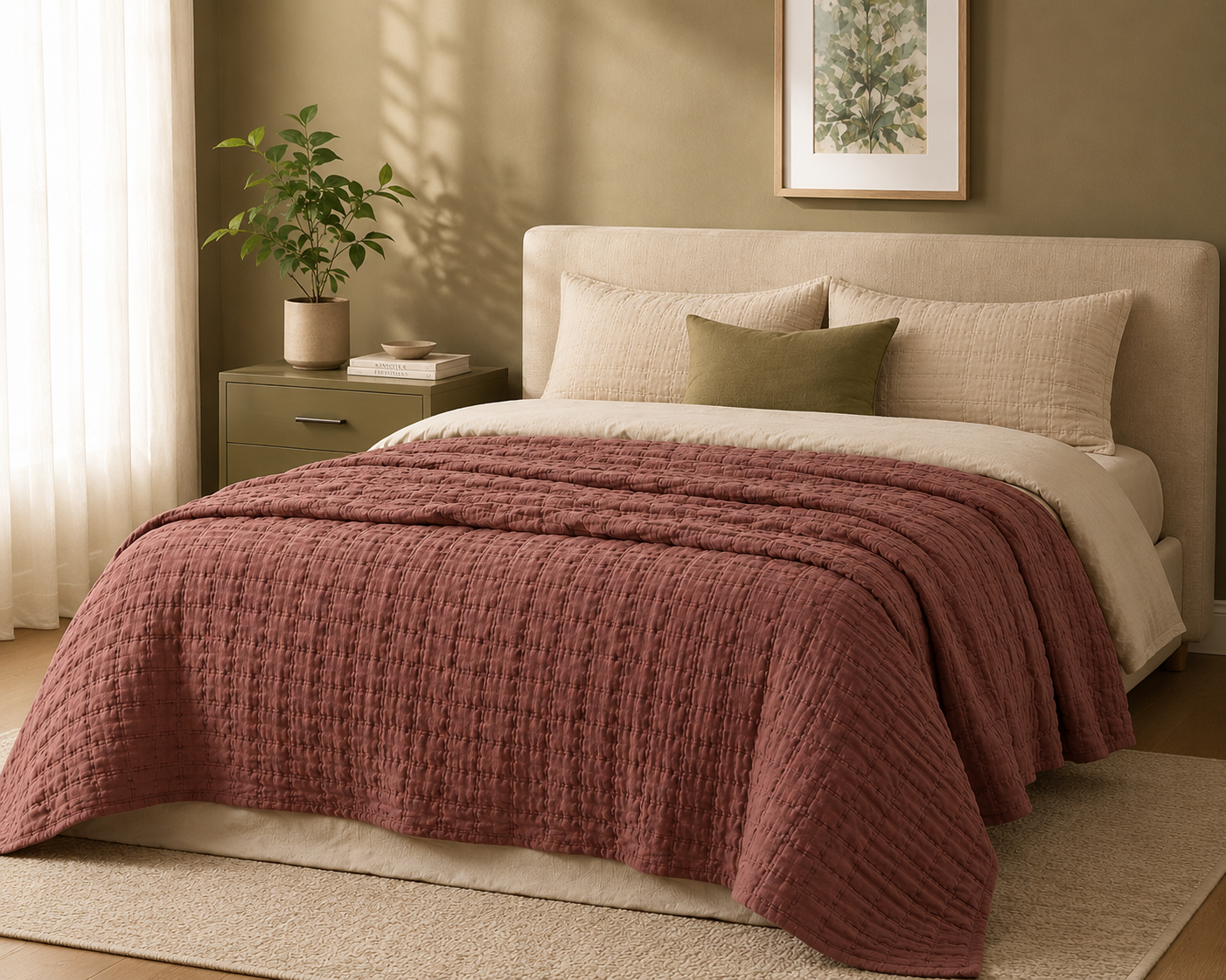 Vivaraise Swami Sienna Cotton Bedspread 180 × 260 angled view