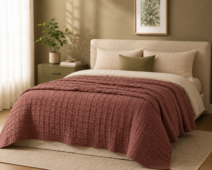 Vivaraise Swami Sienna Cotton Bedspread 180 × 260 angled view