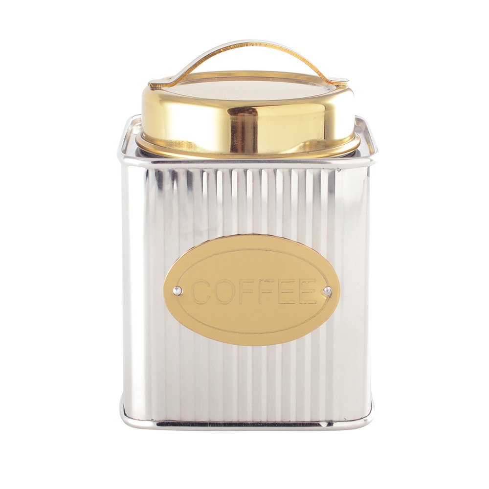 Aulica Silver And Gold Coffee Tin 10 X 10 X 10 Cm