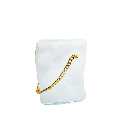 Aulica White Glass Handbag Vase with Gold Handle – 20 × 12 × 24 cm product view 4