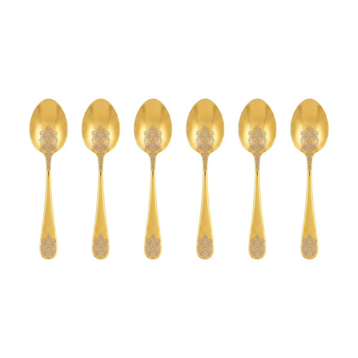 Aulica Shiny Gold Ornamental Teaspoons - Set of 6