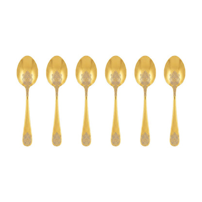 Aulica Shiny Gold Ornamental Teaspoons - Set of 6