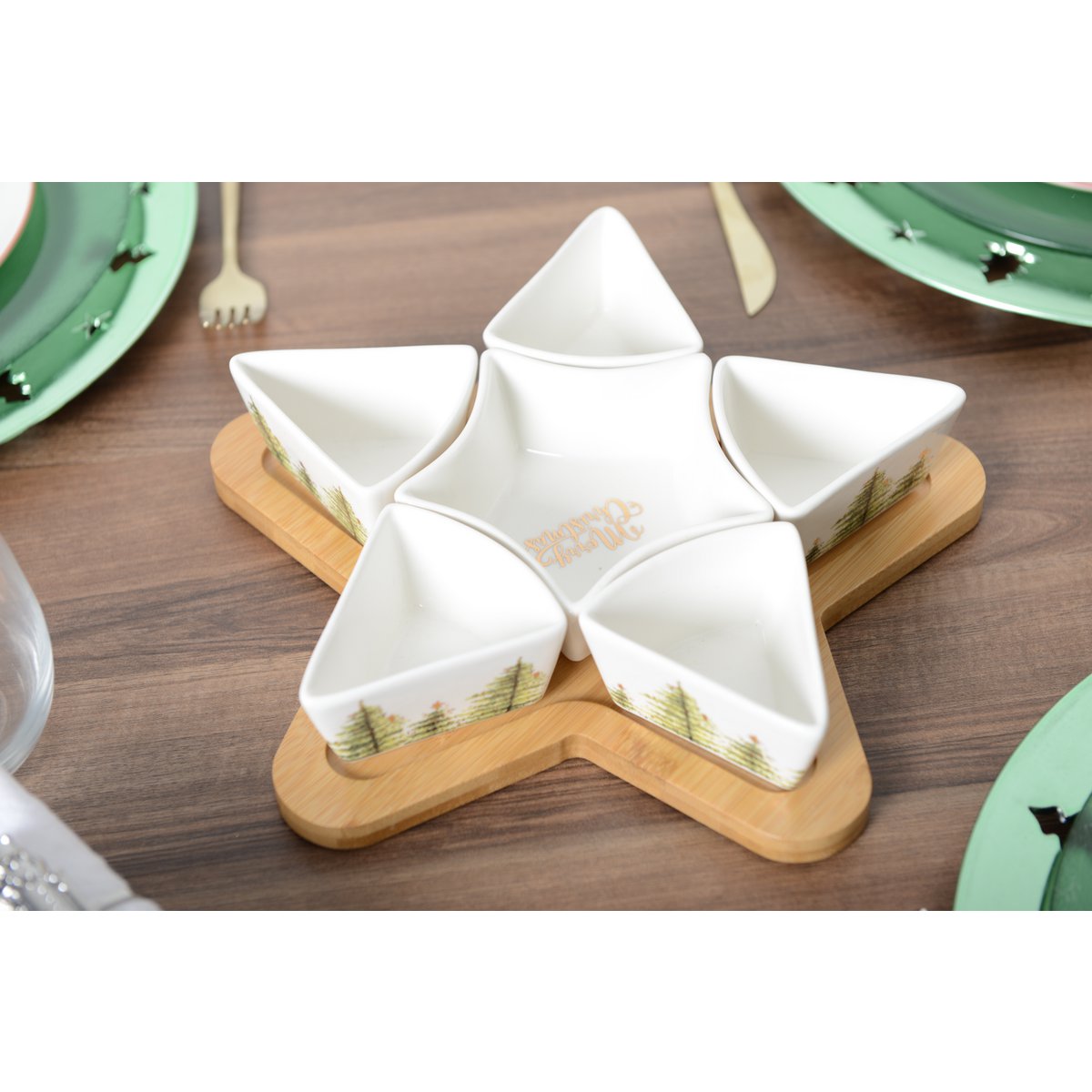 Aulica Fir Tree Appetizer Bowls with Serving Tray – Set of 6 product view 6