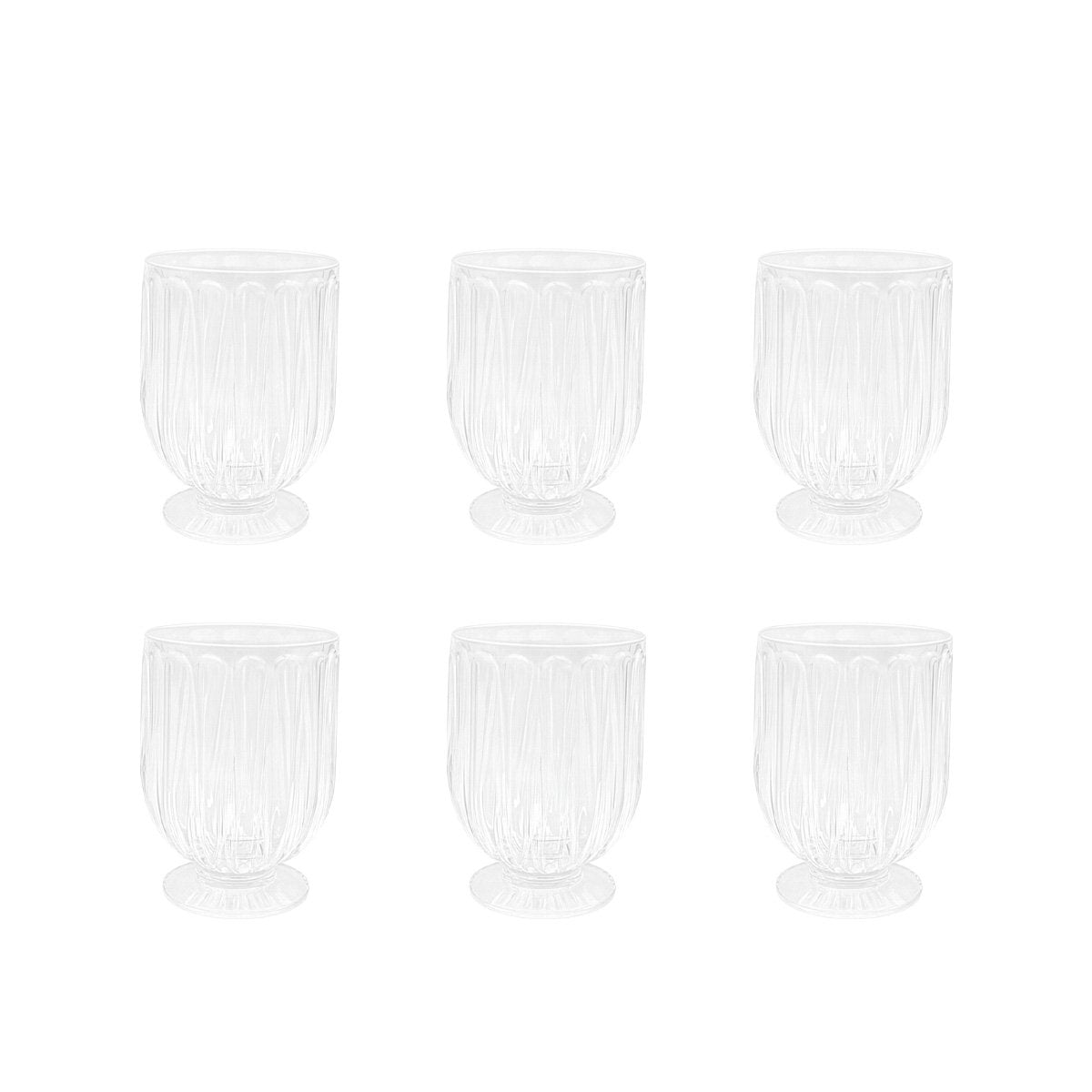 Transparent Water Glasses On Foot Set Of 6