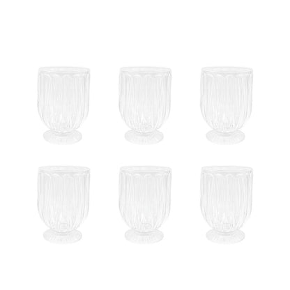 Transparent Water Glasses On Foot Set Of 6