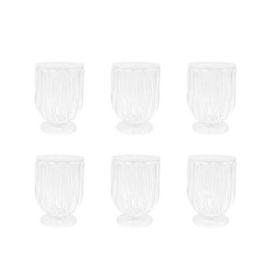 Transparent Water Glasses On Foot Set Of 6