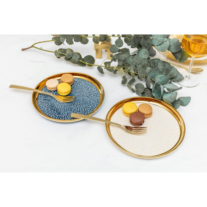 Aulica Blue & Cream Gold-Rim Dessert Plates – Set of 4 product view 9