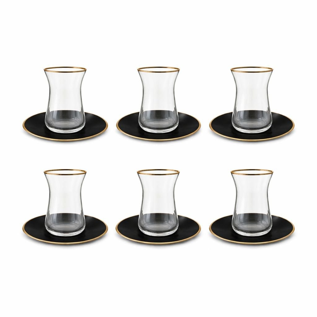 Black and gold tea cups - Lot of 6