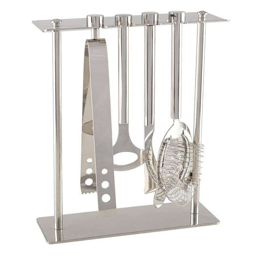 Aulica Silver Bar Tool Set with Stand – 7 Pieces