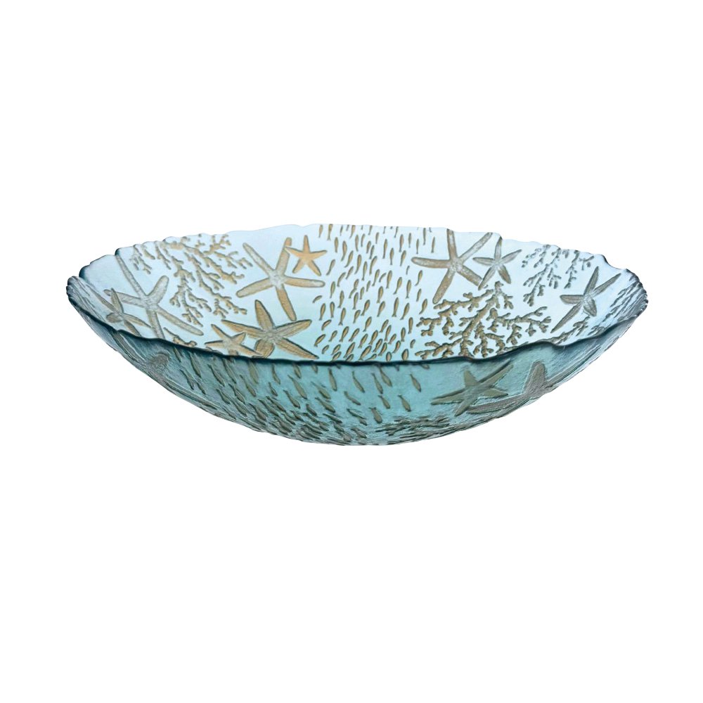 Aulica Sea Blue Glass Serving Bowl – 33 x 33 x 9 cm