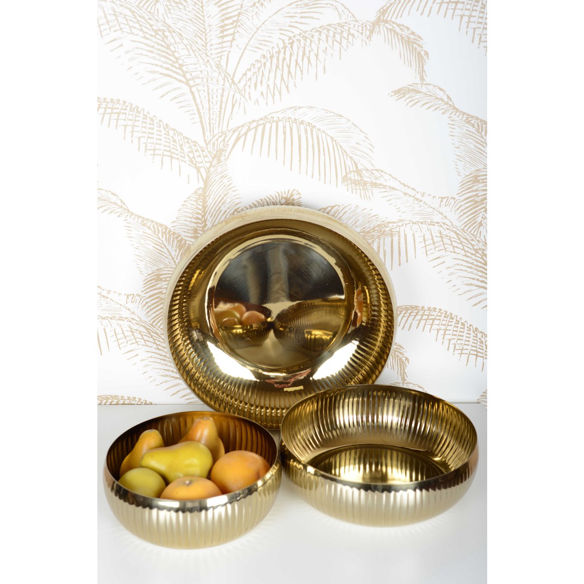 Aulica Gold Ribbed Fruit Bowl – 24 cm product view 5