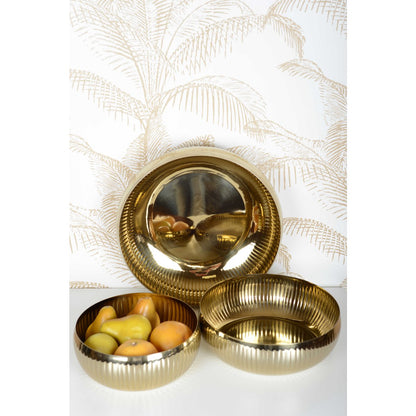 Aulica Gold Ribbed Fruit Bowl – 24 cm product view 5