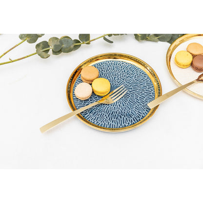 Aulica Blue & Cream Gold-Rim Dessert Plates – Set of 4 product view 6