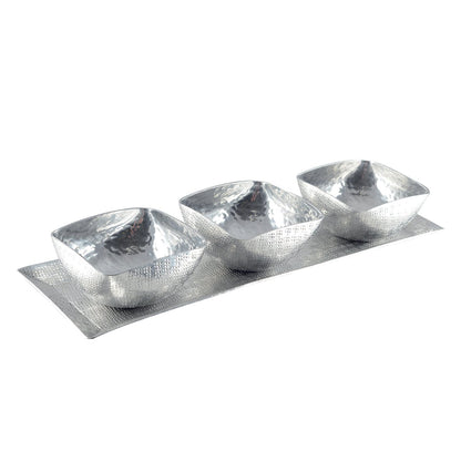 Aulica Silver Appetizer Bowls with Aluminum Tray – Set of 3 product view 5