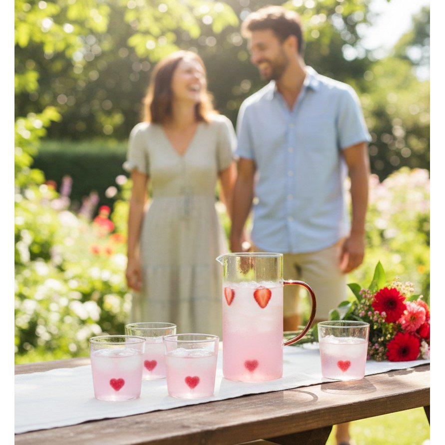Heart water glasses 300ml - set of 4 product view 2