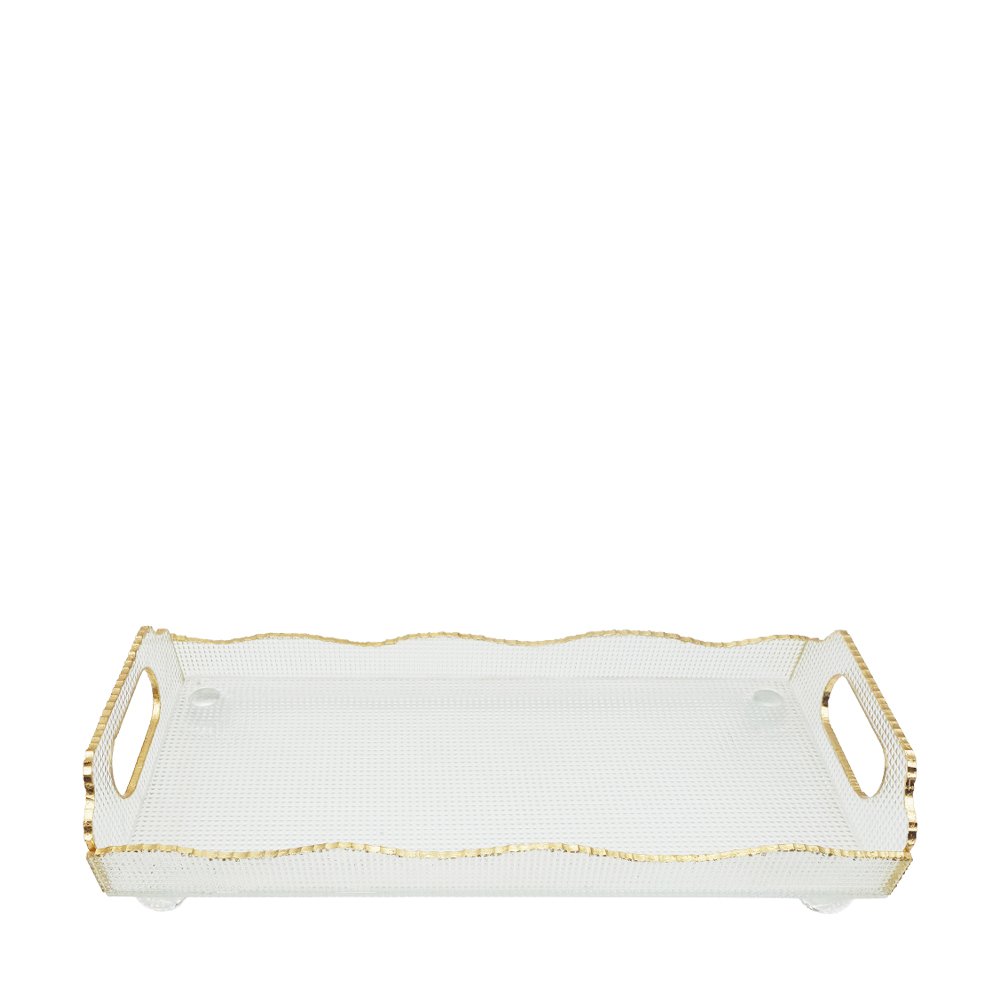 Aulica Gold-Rim Rectangular Glass Serving Tray – 38 × 17.5 × 9.5 cm product view 2