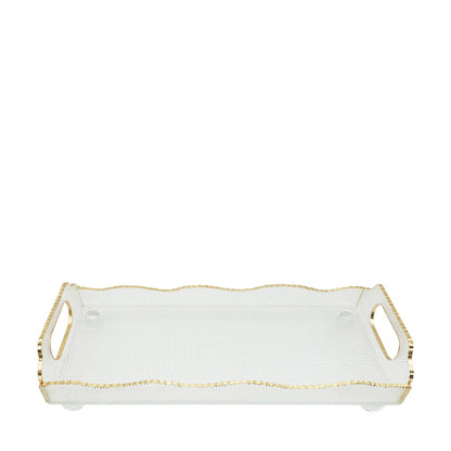 Aulica Gold-Rim Rectangular Glass Serving Tray – 38 × 17.5 × 9.5 cm product view 2