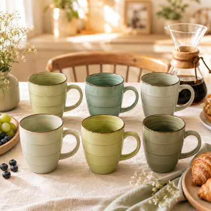 Green Ceramic Coffee Mug Set of 6 – 340 ml product image