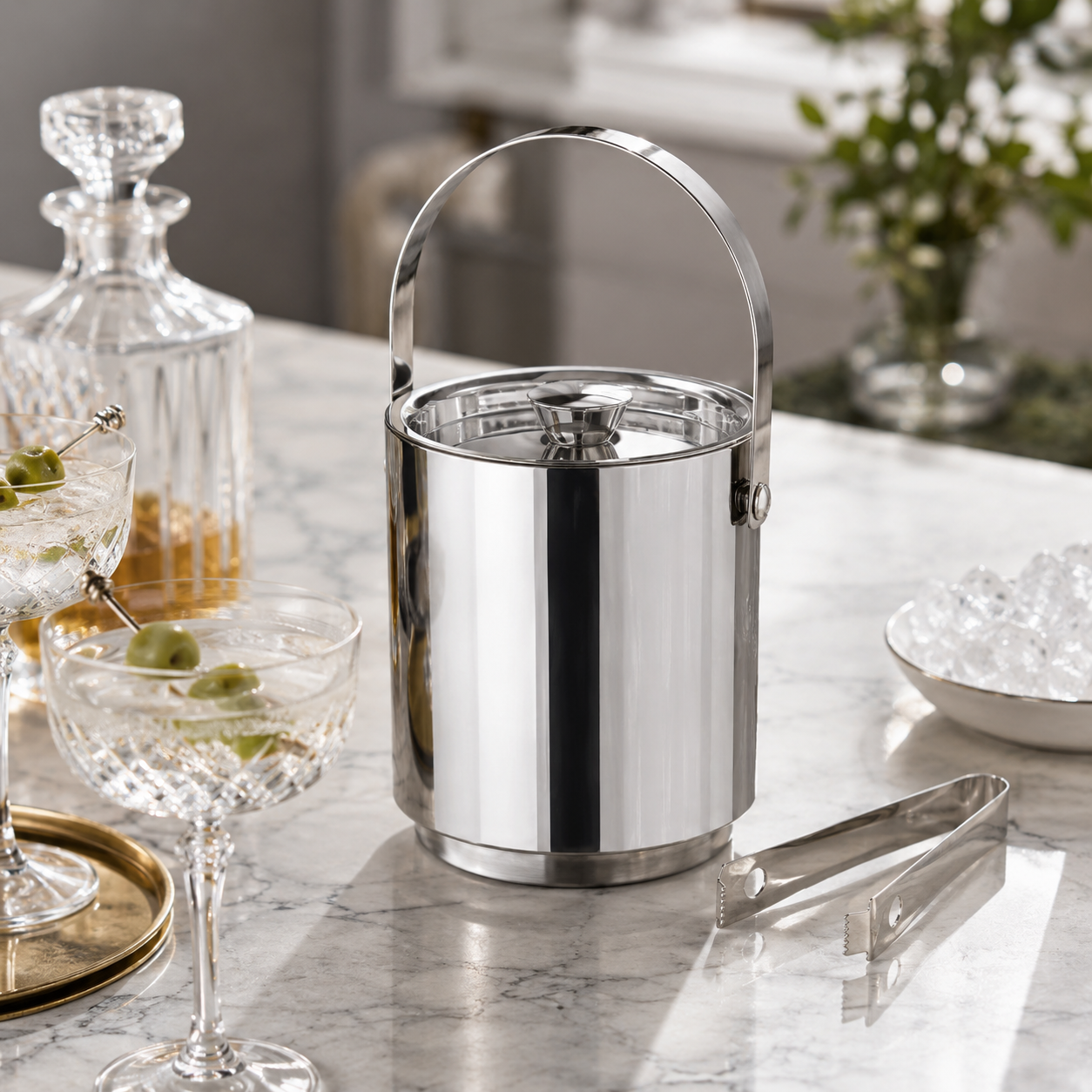 Edzard Seattle Stainless Steel Ice Bucket Set detail view